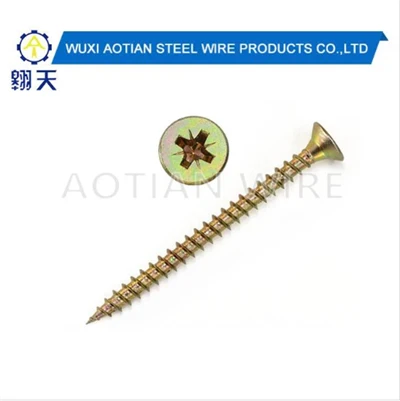Tornillos para madera aglomerada de zinc amarillo.
